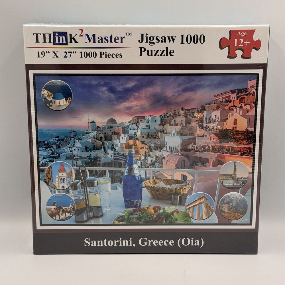 THinK2Master Santorini Greece Oia 1000 Piece Jigsaw Puzzle Travel New Sealed